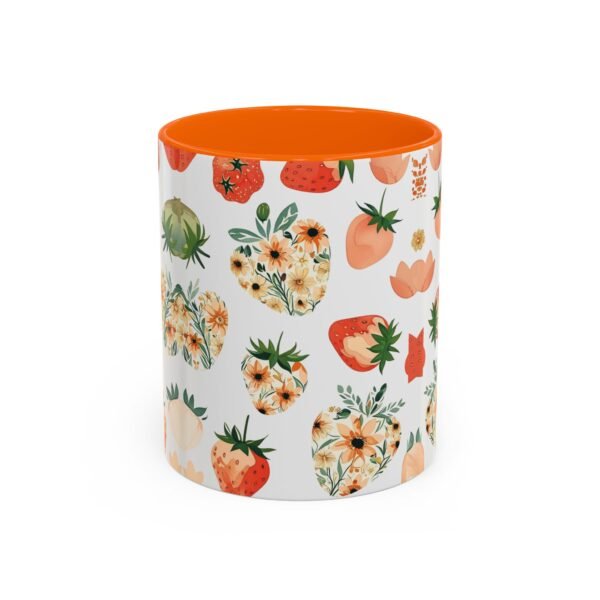 Floral Strawberry Accent Coffee Mug (11, 15oz) - Unique Gift for Nature Lovers, Botanical Mug, Gift for Gardeners, Pressed Flower Design, - Image 21