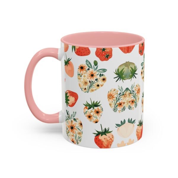 Floral Strawberry Accent Coffee Mug (11, 15oz) - Unique Gift for Nature Lovers, Botanical Mug, Gift for Gardeners, Pressed Flower Design, - Image 11