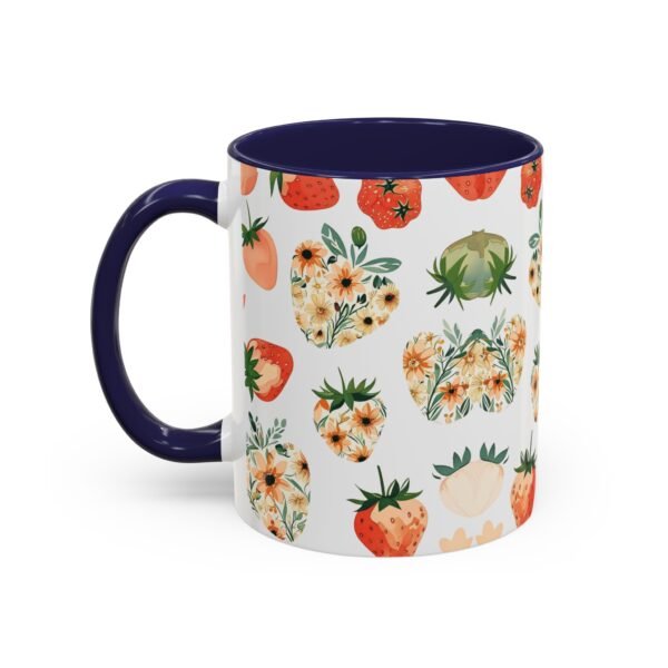 Floral Strawberry Accent Coffee Mug (11, 15oz) - Unique Gift for Nature Lovers, Botanical Mug, Gift for Gardeners, Pressed Flower Design, - Image 7