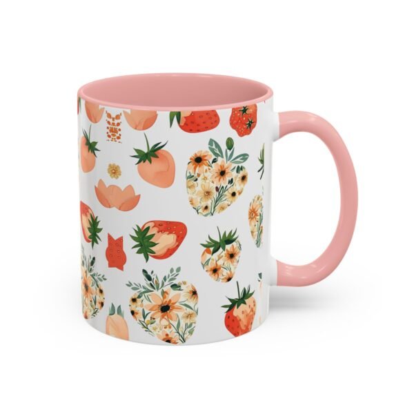 Floral Strawberry Accent Coffee Mug (11, 15oz) - Unique Gift for Nature Lovers, Botanical Mug, Gift for Gardeners, Pressed Flower Design, - Image 10