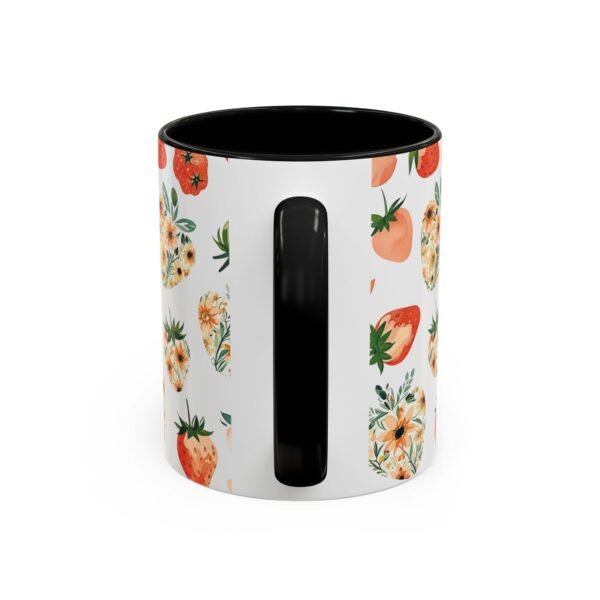Floral Strawberry Accent Coffee Mug (11, 15oz) - Unique Gift for Nature Lovers, Botanical Mug, Gift for Gardeners, Pressed Flower Design, - Image 4