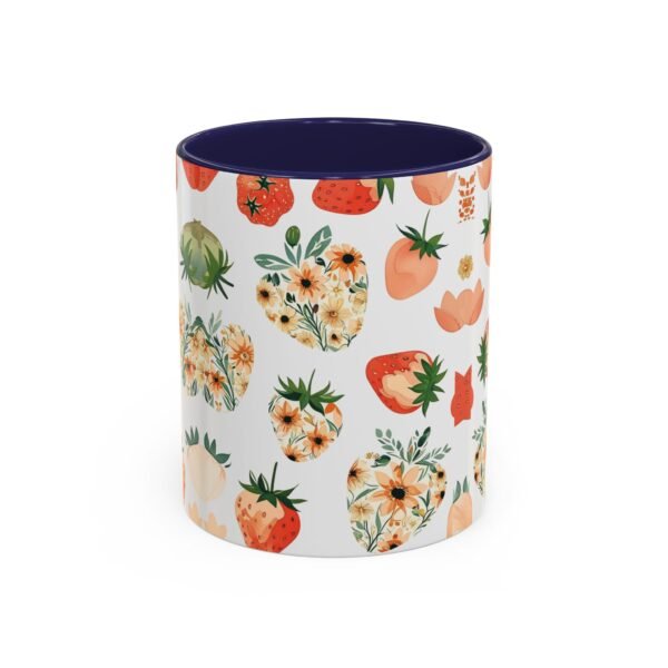 Floral Strawberry Accent Coffee Mug (11, 15oz) - Unique Gift for Nature Lovers, Botanical Mug, Gift for Gardeners, Pressed Flower Design, - Image 5
