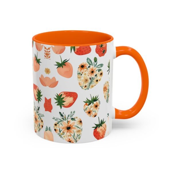 Floral Strawberry Accent Coffee Mug (11, 15oz) - Unique Gift for Nature Lovers, Botanical Mug, Gift for Gardeners, Pressed Flower Design, - Image 22