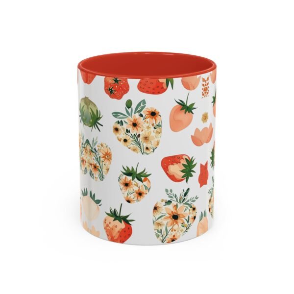 Floral Strawberry Accent Coffee Mug (11, 15oz) - Unique Gift for Nature Lovers, Botanical Mug, Gift for Gardeners, Pressed Flower Design, - Image 13