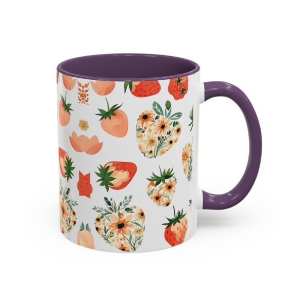 Floral Strawberry Accent Coffee Mug (11, 15oz) - Unique Gift for Nature Lovers, Botanical Mug, Gift for Gardeners, Pressed Flower Design, - Image 26