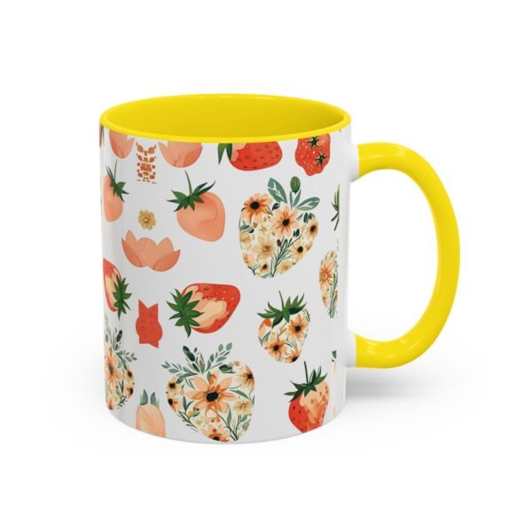 Floral Strawberry Accent Coffee Mug (11, 15oz) - Unique Gift for Nature Lovers, Botanical Mug, Gift for Gardeners, Pressed Flower Design, - Image 30