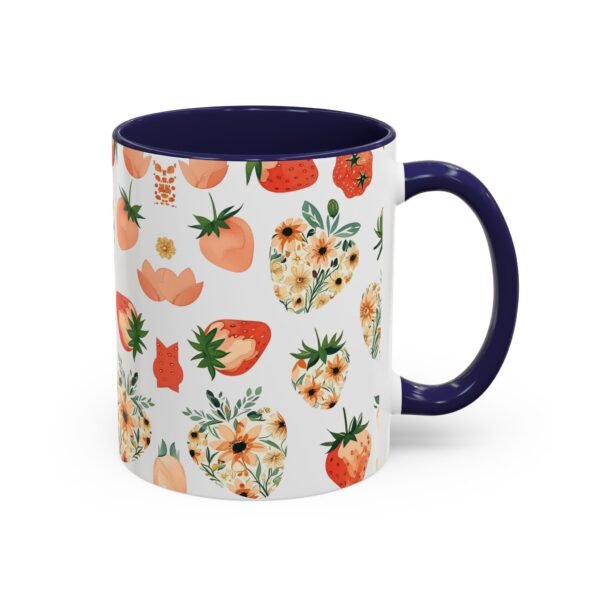 Floral Strawberry Accent Coffee Mug (11, 15oz) - Unique Gift for Nature Lovers, Botanical Mug, Gift for Gardeners, Pressed Flower Design, - Image 6
