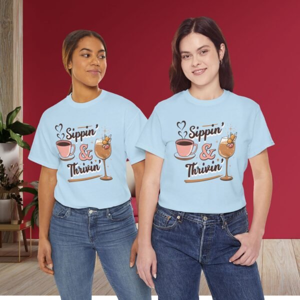 Sippin & Thrivin Tee, Unisex Shirt, Cotton Graphic Tee, Gift for Coffee and Success Lovers, Positive Vibes T-Shirt, Motivational Tee - Image 6