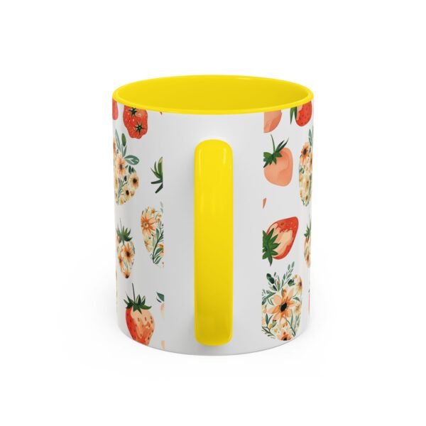 Floral Strawberry Accent Coffee Mug (11, 15oz) - Unique Gift for Nature Lovers, Botanical Mug, Gift for Gardeners, Pressed Flower Design, - Image 32