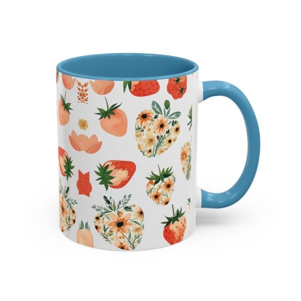 Floral Strawberry Accent Coffee Mug (11, 15oz) - Unique Gift for Nature Lovers, Botanical Mug, Gift for Gardeners, Pressed Flower Design, - Image 18