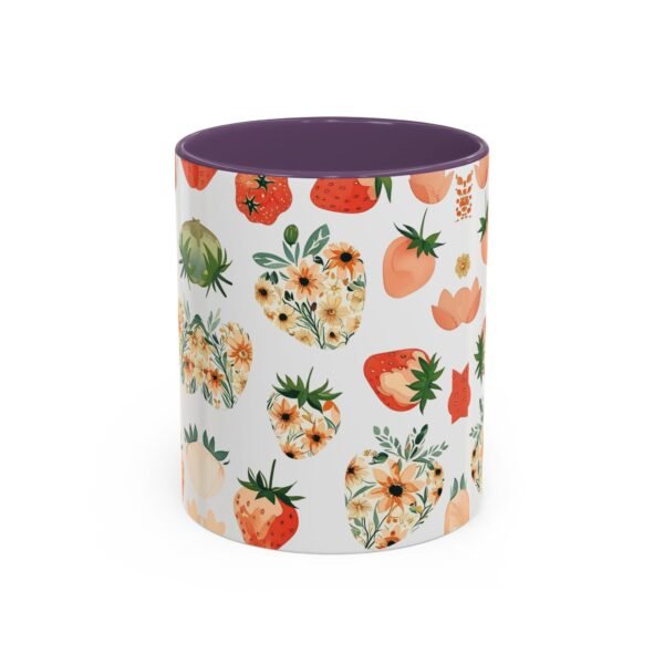 Floral Strawberry Accent Coffee Mug (11, 15oz) - Unique Gift for Nature Lovers, Botanical Mug, Gift for Gardeners, Pressed Flower Design, - Image 25