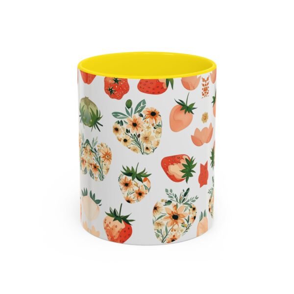 Floral Strawberry Accent Coffee Mug (11, 15oz) - Unique Gift for Nature Lovers, Botanical Mug, Gift for Gardeners, Pressed Flower Design, - Image 29