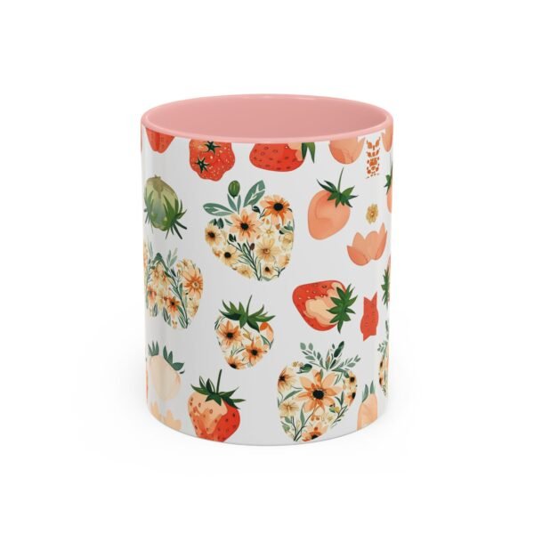 Floral Strawberry Accent Coffee Mug (11, 15oz) - Unique Gift for Nature Lovers, Botanical Mug, Gift for Gardeners, Pressed Flower Design, - Image 9
