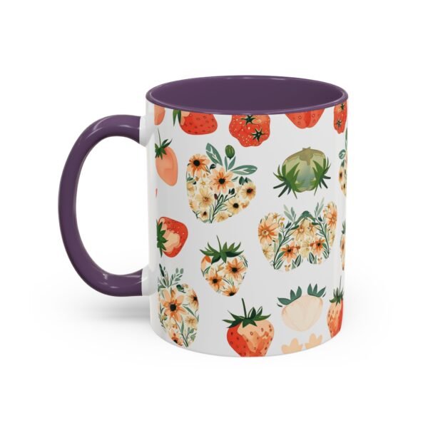 Floral Strawberry Accent Coffee Mug (11, 15oz) - Unique Gift for Nature Lovers, Botanical Mug, Gift for Gardeners, Pressed Flower Design, - Image 27