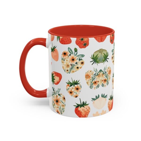 Floral Strawberry Accent Coffee Mug (11, 15oz) - Unique Gift for Nature Lovers, Botanical Mug, Gift for Gardeners, Pressed Flower Design, - Image 15