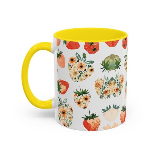 Floral Strawberry Accent Coffee Mug (11, 15oz) - Unique Gift for Nature Lovers, Botanical Mug, Gift for Gardeners, Pressed Flower Design, - Image 31