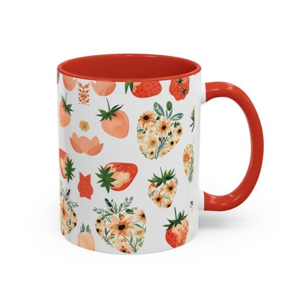 Floral Strawberry Accent Coffee Mug (11, 15oz) - Unique Gift for Nature Lovers, Botanical Mug, Gift for Gardeners, Pressed Flower Design, - Image 14