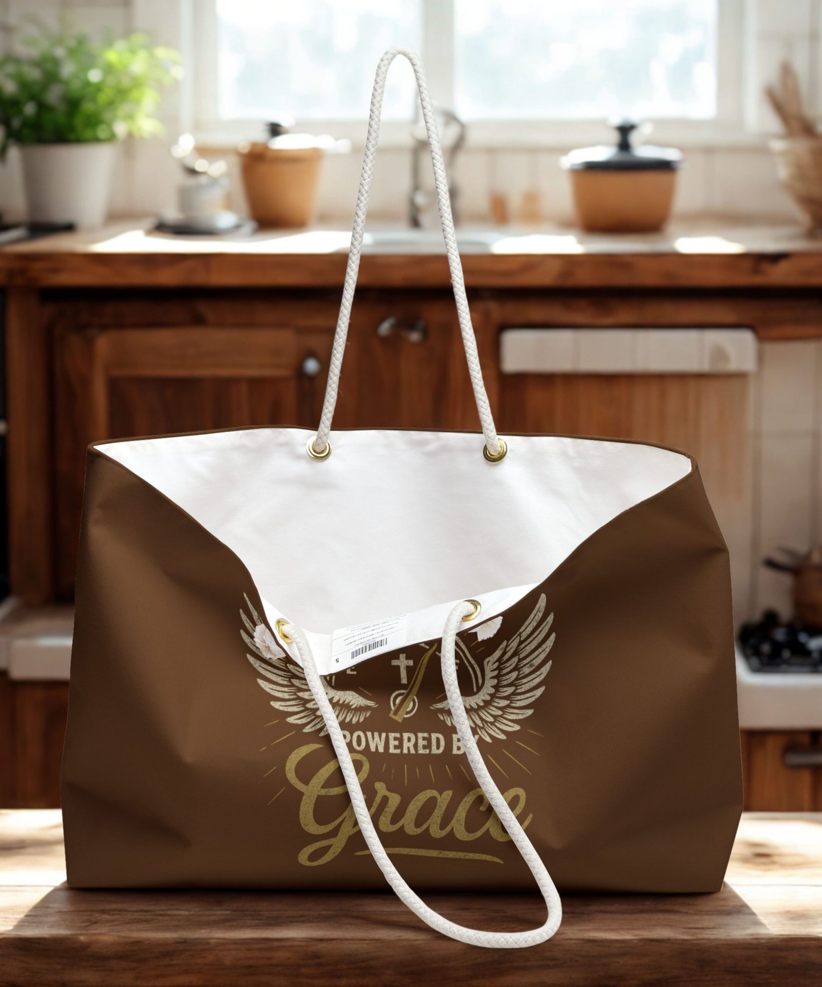 Weekender Bag with Fueled by Faith, Powered by Grace Design