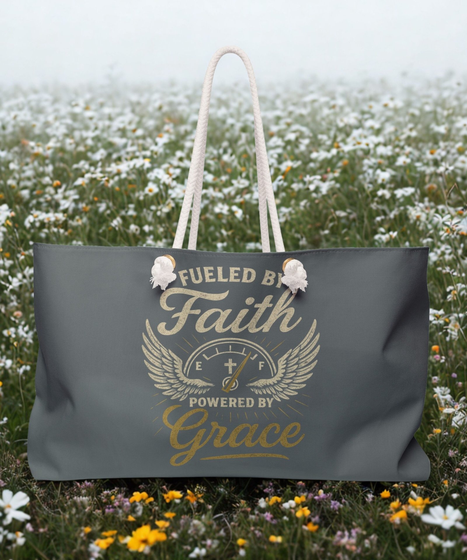 Weekender Bag with Fueled by Faith, Powered by Grace Design - Image 4