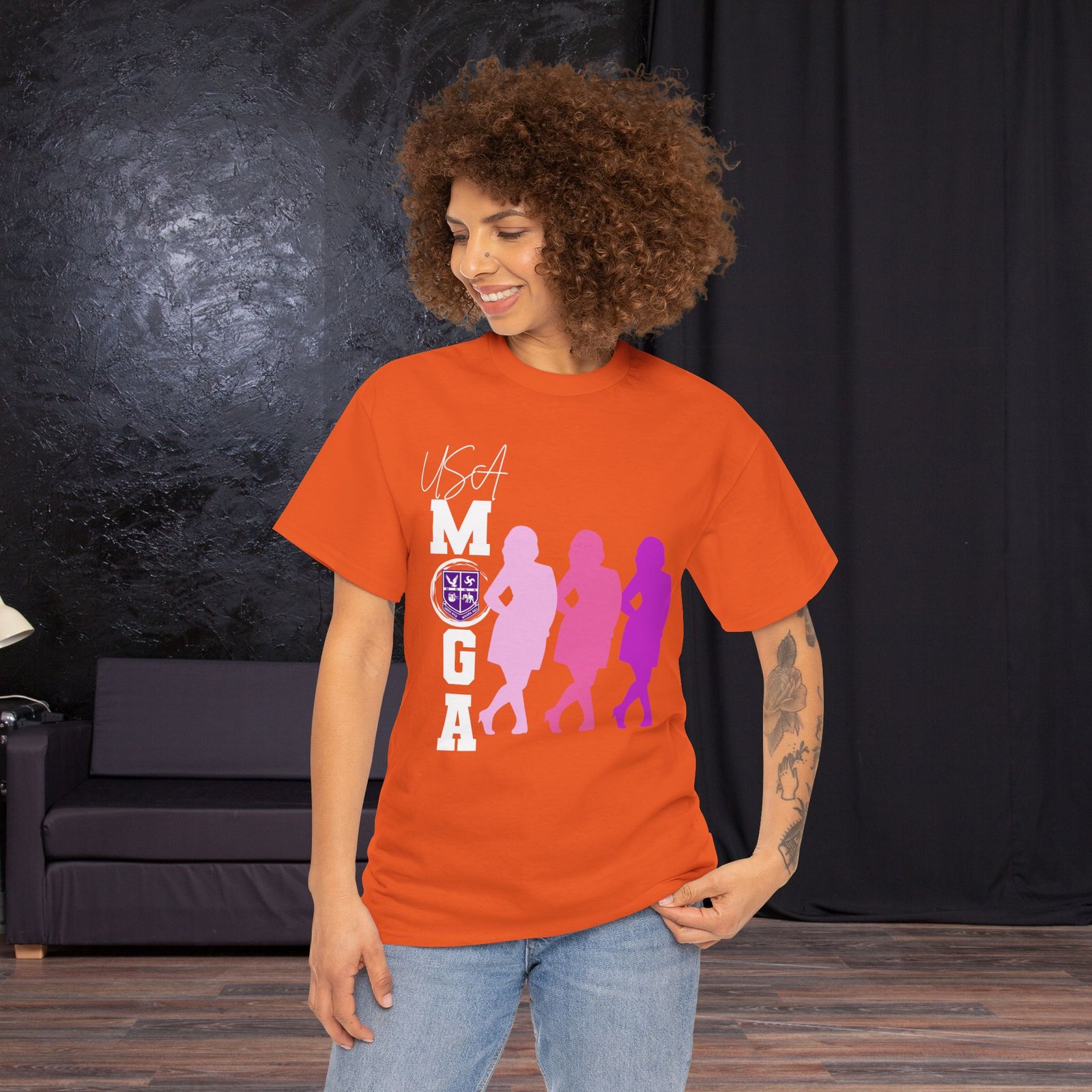 MOGA USA Branded Unisex Heavy Cotton Tee, Graphic Tee, Logo Tee, Patriotic Tee, American Pride Shirt, Vintage Style Shirt - Image 4